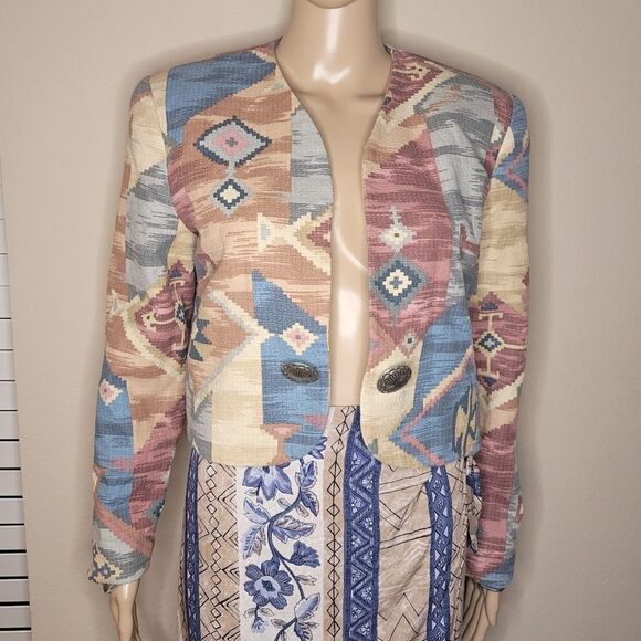 Vintage Wraps Collection abstract Southwestern Lined Blazer  - Picture 14 of 15